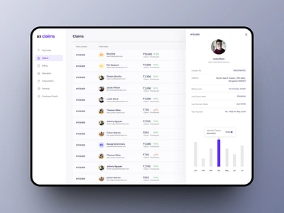 ax claims admin backend claims dashboard design health insurance interface ui ux