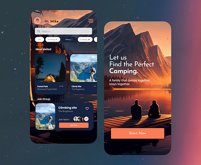Camping App 🏔 appdesign figma ideas inspiration landingpage ui uiuxdesign webapplicaion webdesign