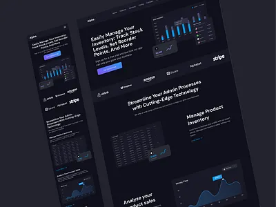 E-commerce admin Saas app landing page design animation dark mode dashboard design figma flat graphic design landing page logo saas ui uiux design xd