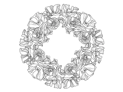 Mandala from the set “Little Cozy Town” Coloring pages. Vector. linear