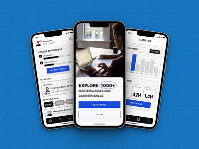 Online Education App android app design app ui design branding dashboard design education education app figma ios landing page login online course online education sign up statistics ui ux xd