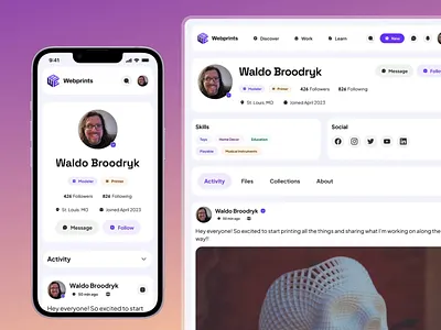 Mobile experience for Webprints community 3d 3d printing animation community design interface minimal mobile ui ux web website