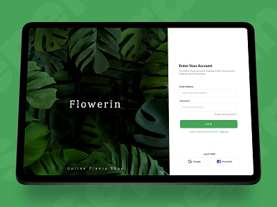 Flowerin - sign in page - online plants shop 🌱 3epehran design login plant plants plants website sepehran sepehran babaei sign in sign up ui ux