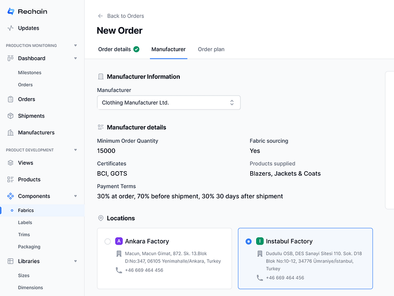 Creation Wizard - Improved Order Flow 2 columns blue fashion app figma form form ui full screen minimal product design radio buttons saas sidebar sidepanel tabs ui user flow web wizard