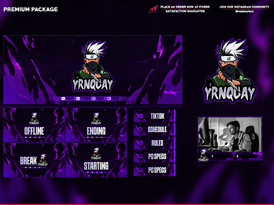 full twitch package based on kakashi theme branding design gamer gaming illustration layout logo streaming twitch twitch overlay