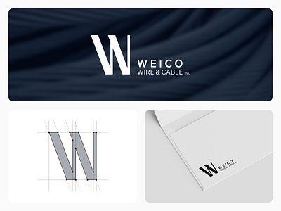 WEICO inc. brand branding cables custom design electric electronic graphic design icon logo logomark minimal modern simple tech technology type typography vector wires