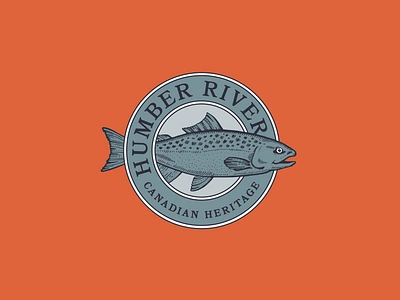 Humber River badge branding canada caribou creative design graphic design illustration laura prpich logo salmon vector vintage