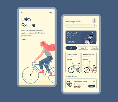 Cycling mobile app ui design app application cycling design home mobile onboarding rent bike ui ux