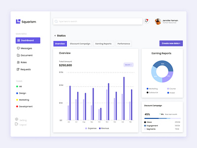 HR Dashboard Design dashboard design figma graphic design ui uiux ux website