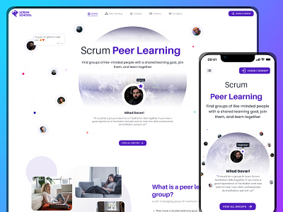 Educational Platform Website chat educational platform website landing learner panel learning peer learning ui ux