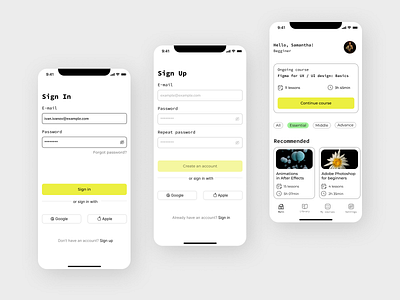 For courses (Mobile App) app course design figma mobile ui