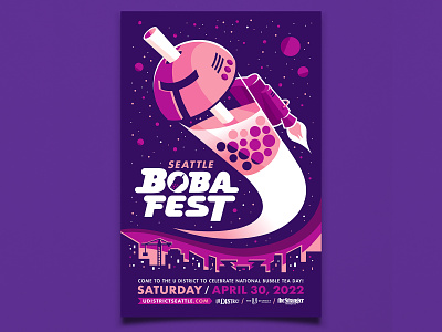 Boba Fest Poster boba boba fest boba fett city festival jetpack poster seattle skyline space star wars