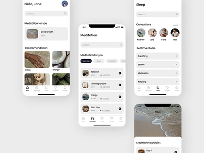 For meditation (Mobile App) app breathing design figma meditation mobile relax ui yoga