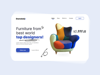 Furniture store landing page design furniture hero header landing page ui web design