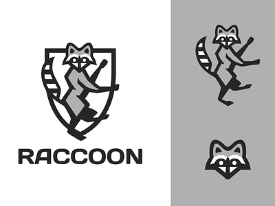 Raccoon Heraldry logo design animal branding charismatic classic funky funny geometric heraldic heraldry logo mark minimalist negative space raccoon simple vector waschbär