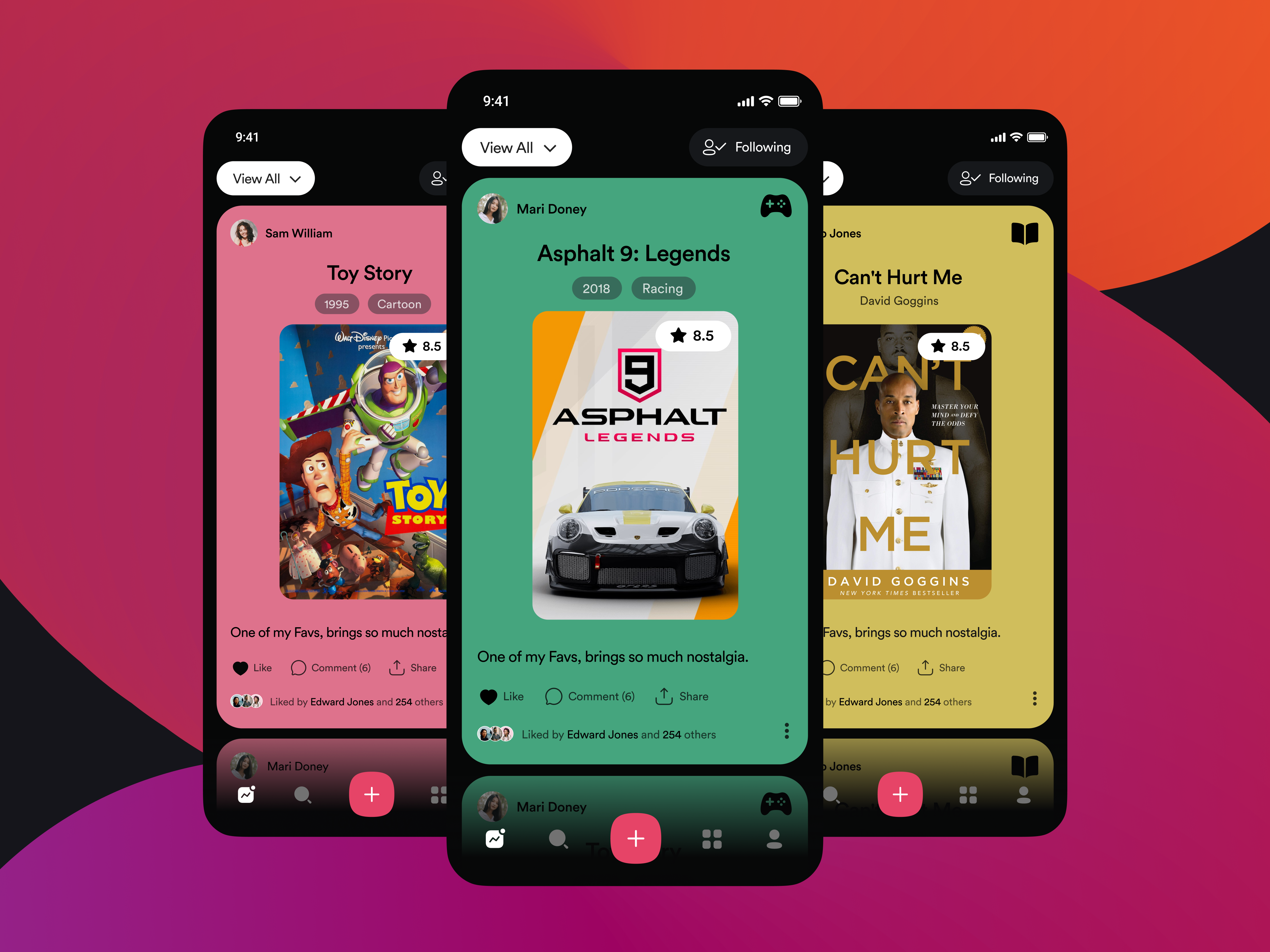 Stamp TV 2.0 animation app dark design illustration inspiration minimal mobile rating recommend review tv ui ux