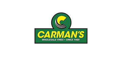 Carmen's Wholesale Tires Logo branding design graphic design illustration logo typography vector