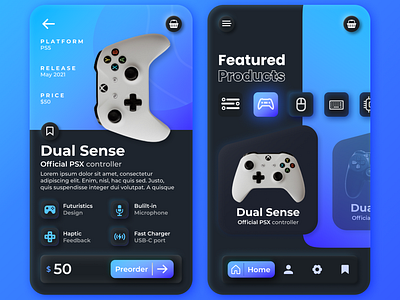 UI Mobile Apps - Tech E-Commerce black blue branding designidea figma logo mobileapss ui