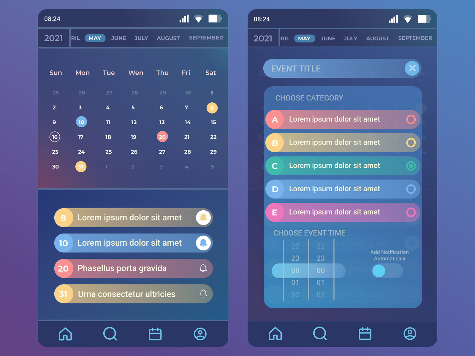 Mobile App UI - Calender by Fadhilazimm on Dribbble