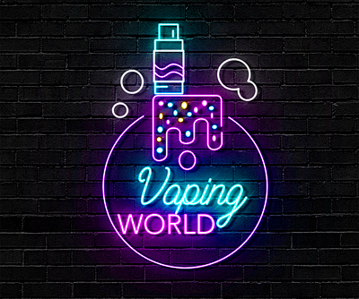 Neon Logo : vaping world branding design graphic design illustration logo neon logo typography ui