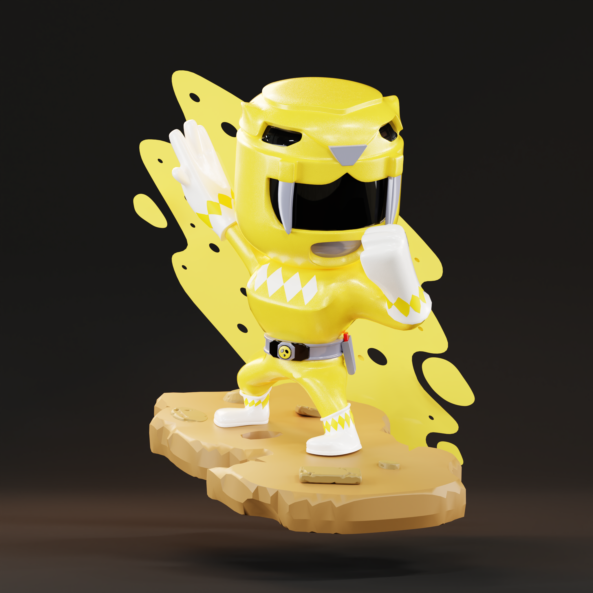 Yellow Power Ranger 3d 3dmodel blender character characterdesign charactermodeling comicbook comics digitalart modeling powerrangers