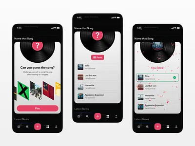 Guess the song gamification - Stamp TV app design game gamification guess illustration inspiration minimal mobile music record song ui ux viynal