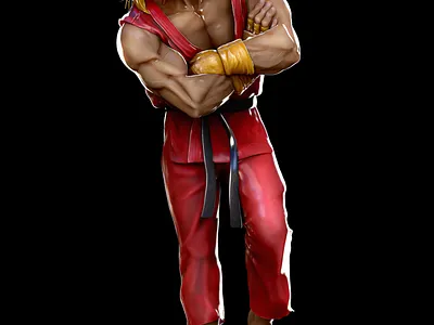 My stylized Ken Masters 2d 3d character design design modelagem3d