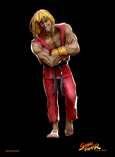 My stylized Ken Masters 2d 3d character design design modelagem3d