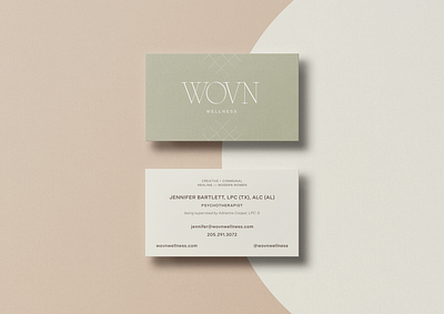 Business card design for WOVN business card design business cards collateral design graphic design print design therapy for women therapy practice wellness wellness brand