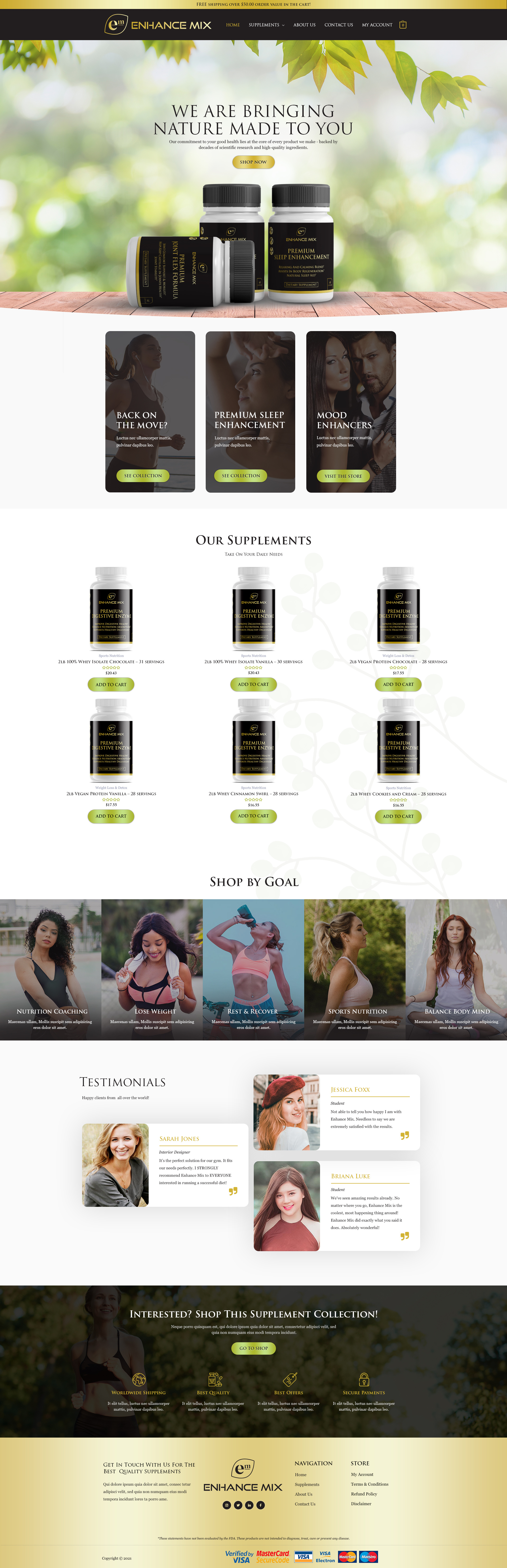 Organic Supplement Store Design bio creative design eco graphic design green natural online shop online store organic shop store supplement supplement shop supplement store ui ux website