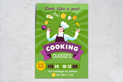 Cooking classes flyer graphic design illustration vector