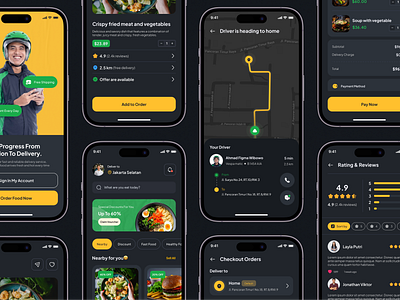 Food Delivery - Mobile app courier delivery app food delivery app delivery service dynamic island food delivery app fooddeliverydesign mobile app order food restaurant menu review shipping track driver track maps