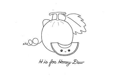 Day 098-365 H is for Honey Dew 365project cute honey dew illustration ink kawaii