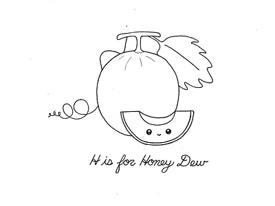 Day 098-365 H is for Honey Dew 365project cute honey dew illustration ink kawaii