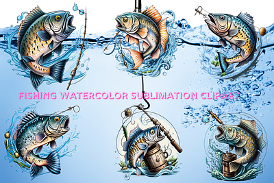 Fish Watercolor Sublimation Clipart clipart fish clipart fishing