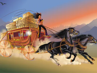 Stagecoach company freelance horse illustration logistics vector