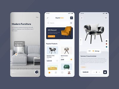 Furniture App Design app design app ui ux app ux design e commerce furniture app mock up ui ui ux uidesign uxdesign