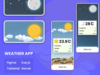 Weather app created with Vue JS figma serverless tailwind vercel vue js