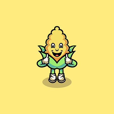 Cute Happy Corn Mascot Illustration branding farm logo