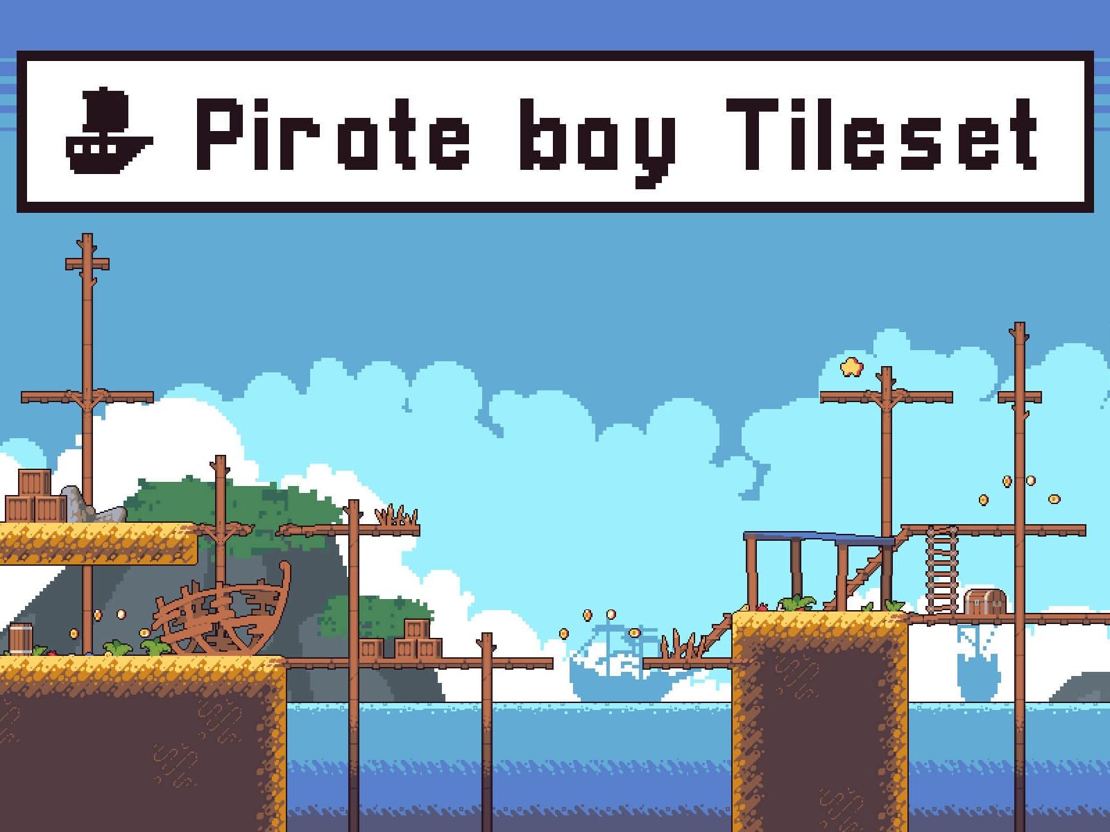 Pirate Bay Tileset Pixel Art by 2D Game Assets on Dribbble