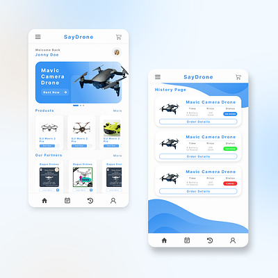 SayDrone UI UX Mobile Design app blue branding design drone fresh illustration logo mobile mobile design saydrone simple ui