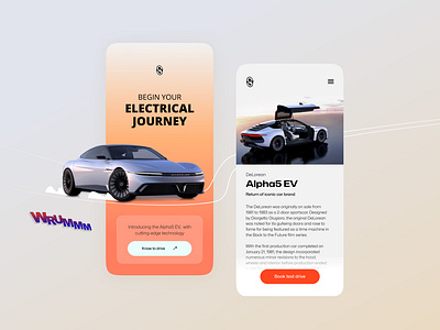 Electric car product page design app design illustration typography ui ux vector