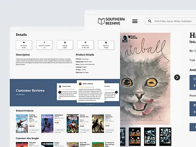 Southern Beehive - Product Description Page comic book e commerce comic book retail store website comic book website design e commerce landing page ui ux web design