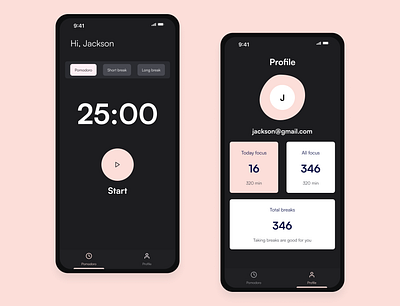 TimeHive - pomodoro productivity app cards ui concept design experience ios mobile ui ux