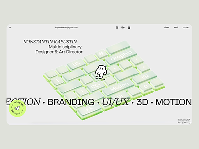 🕹️ kkapustin.com 3d interaction keyboard metalic motion nocode personal portfolio splinetool trend ui web zerocode