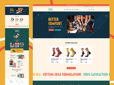 Shopify website design for Titan Charged Ion ecommerce store ecommerce website design fun fun website design modern website orange responsive design shopify website socks company socks website uiux design website design website design 2023 yellow