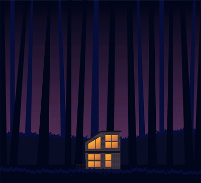 Lonely House 2d art 3d art art background concept art dark environment fantasy forest game art illustration landscape lonely house night vector woods