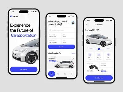 Lecaa - Electric Car Rental Mobile App app app design car car rental electric car ev ev car mobile mobile app rental rental app rental car app vehicle