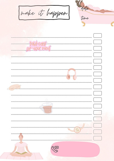 TO DO LIST TEMPLATES animation app looking for feedback asthetic branding care design graphic design happy illustration logo love me time relax selflove to do list ui vector