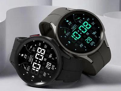 WFP 104 Digital watch face design dial digital galaxy watch graphic design illustration mobvoi modern pixel watch samsung ticwatch watch face watch faces wear os